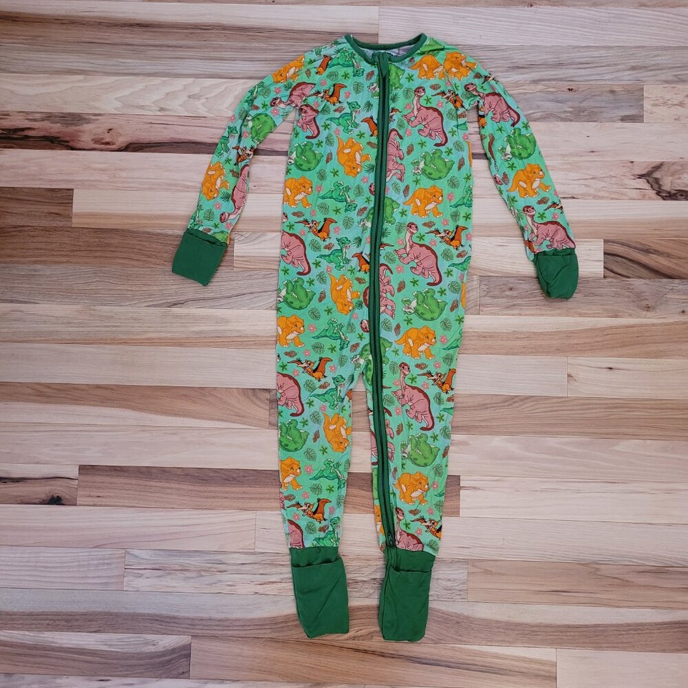 SHOWSTOPPERS DINOSAUR ONE PIECE ZIP LONG SLEEVE BAMBOO ROMPER SIZE 4T